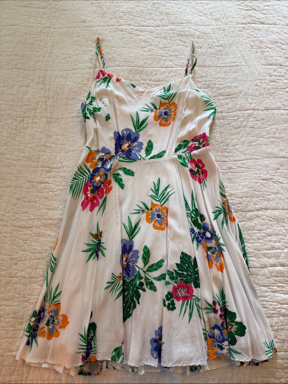 Old Navy White Midi Dress with Multicolor Floral Print